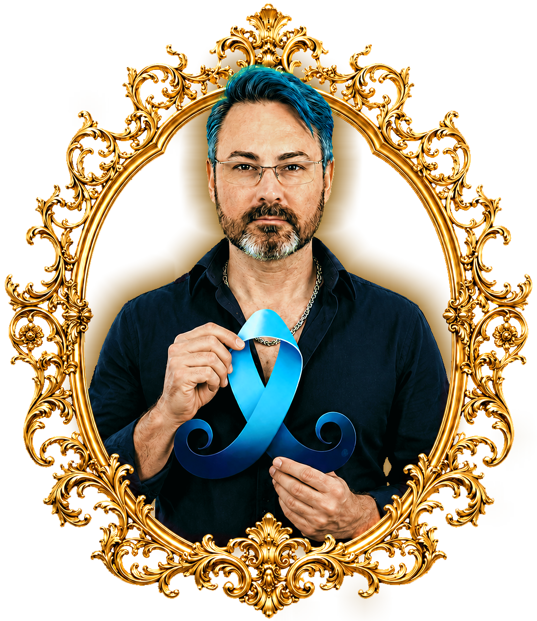 Jens Müller mit blauer Prostatakrebs-Schleife